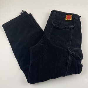 Empyre Corduroy Cargo Pants Men’s 32 Black Relax Skater Casual Wide Leg Baggy